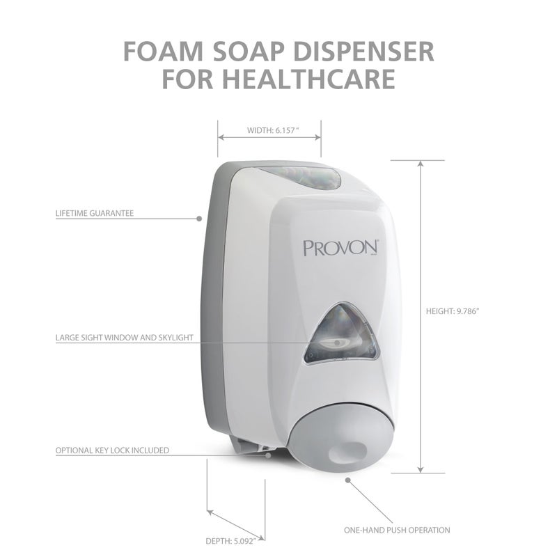 Gojo PROVON FMX-12 Push-Style Foam Soap Dispenser, Dove Grey, for 1250 mL PROVON FMX-12 Foam Soap, Shower Soap Refills (Pack of 1) â€“ 5160-06 - Image 4